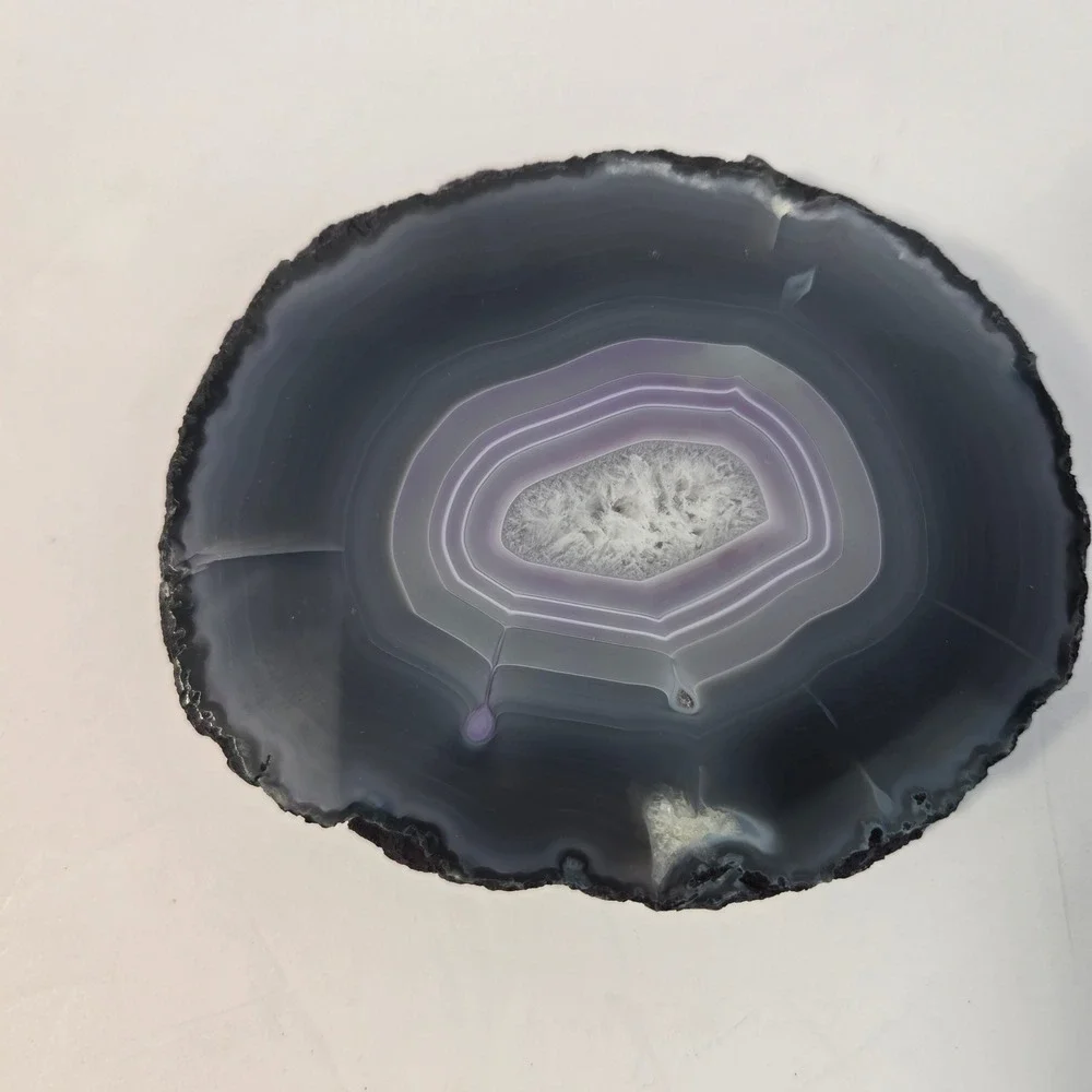 Purple Agate Slice Geode Polished Crystal Specimen Grey Banded Stone Decor